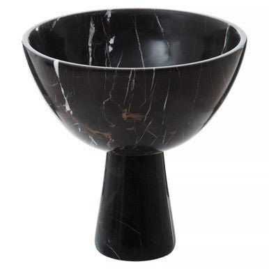 Salmo Large Black Marble Pedestal Bowl