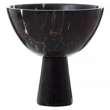 Salmo Large Black Marble Pedestal Bowl