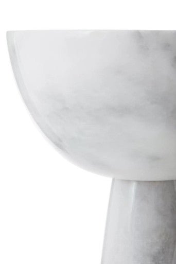 Salmo Large White Marble Pedestal Bowl