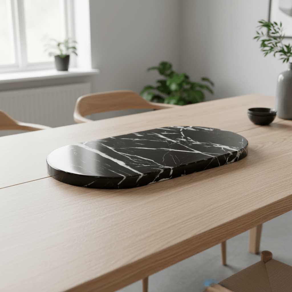 Salmo Oval Black Marble Serving Board