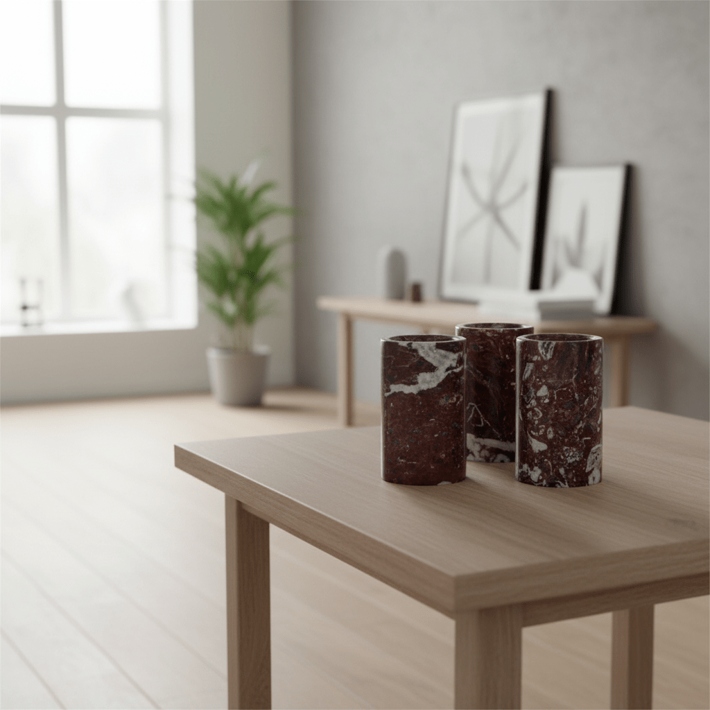 Salmo Set Of Three Black Marble Tealight Holders