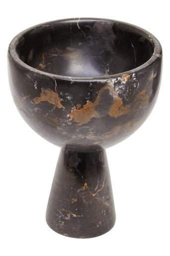 Salmo Small Black Marble Pedestal Bowl