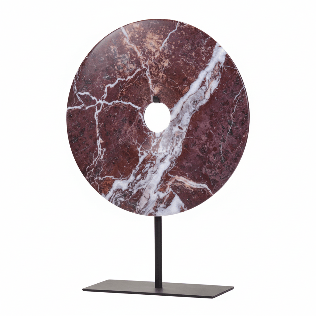 Salmo Small Round Red Marble Disc Sculpture