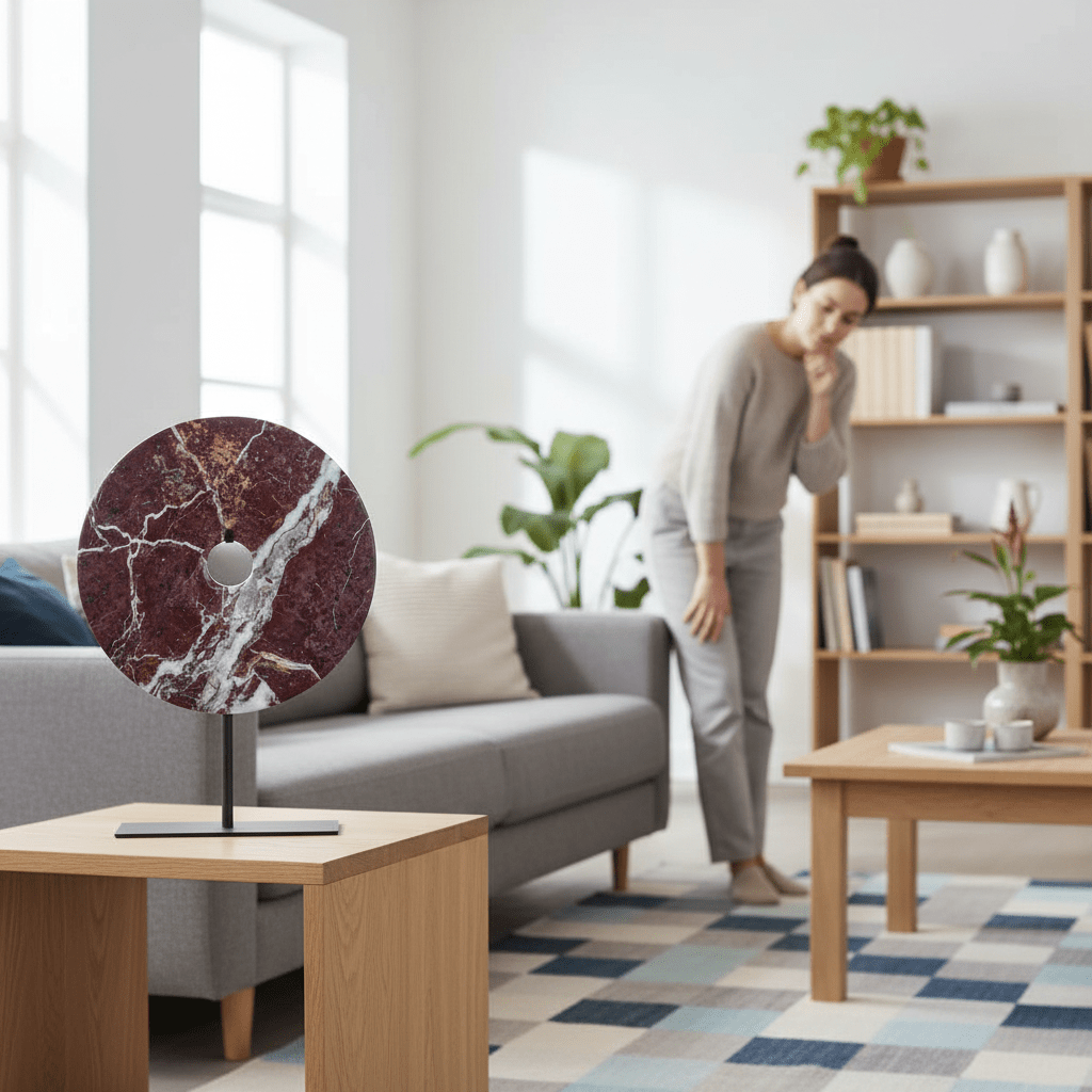 Salmo Small Round Red Marble Disc Sculpture