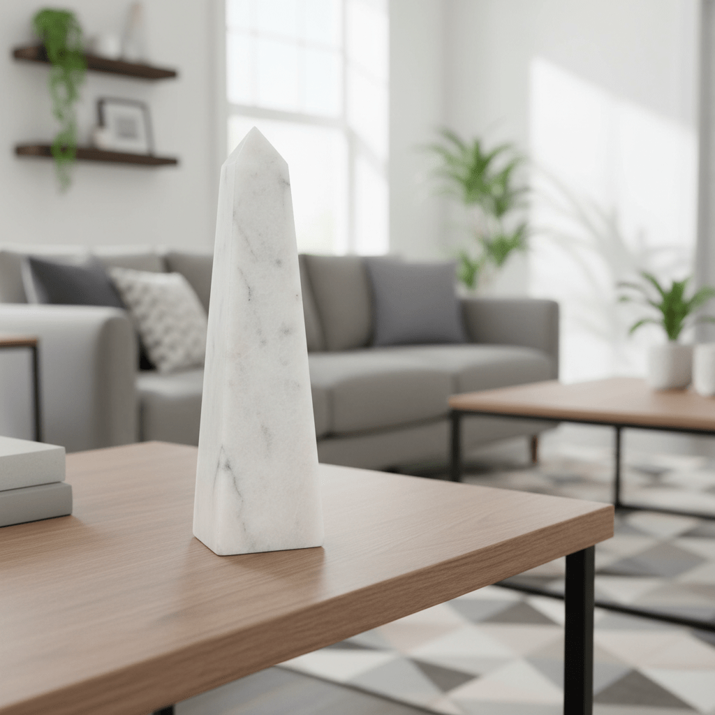 Salmo Small White Marble Obelisk