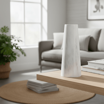 Salmo White Marble Tapered Vase