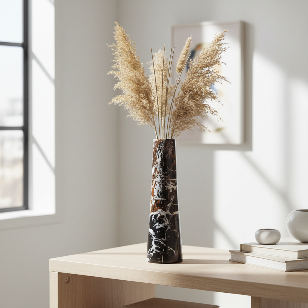 Salmo Black Marble Tapered Vase