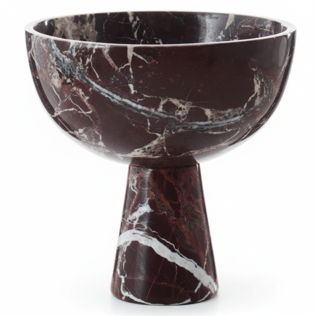 Salmo Large Red Marble Pedestal Bowl