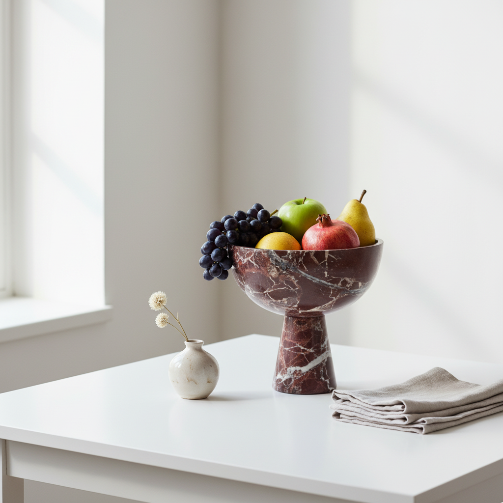 Salmo Large Red Marble Pedestal Bowl