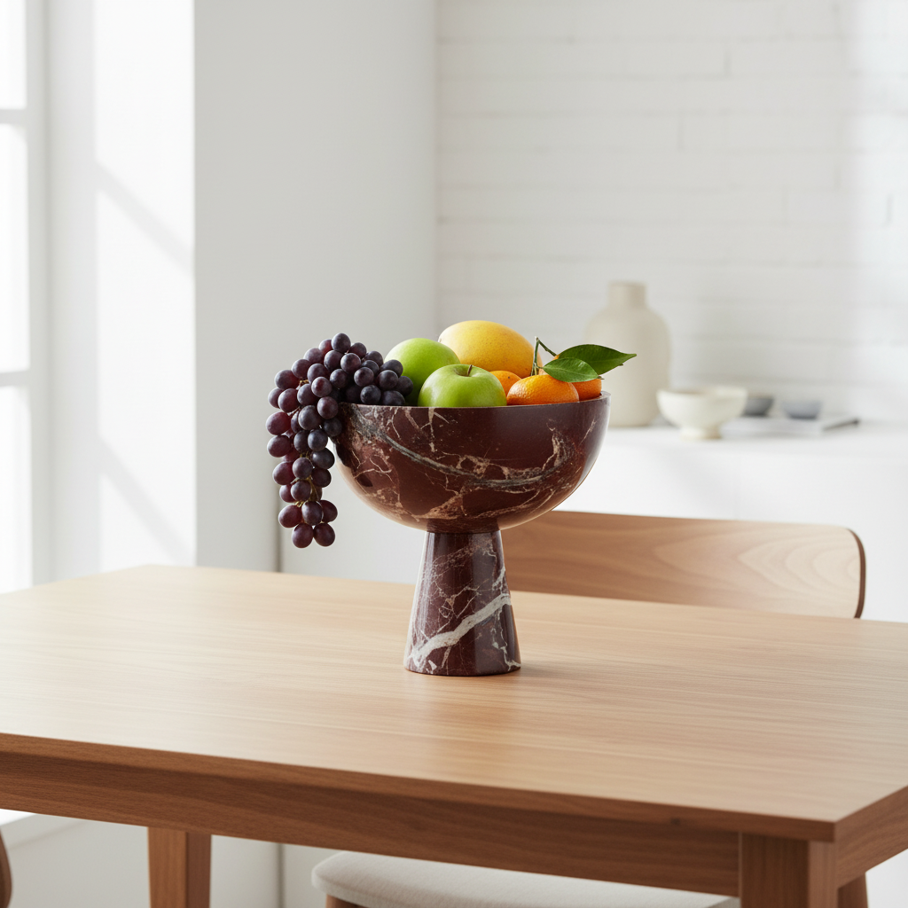 Salmo Large Red Marble Pedestal Bowl