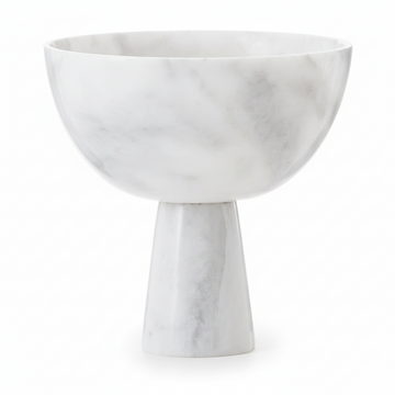Salmo Large White Marble Pedestal Bowl