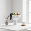 Salmo Large White Marble Pedestal Bowl