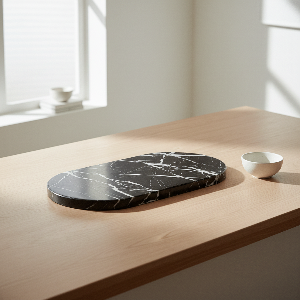 Salmo Oval Black Marble Serving Board