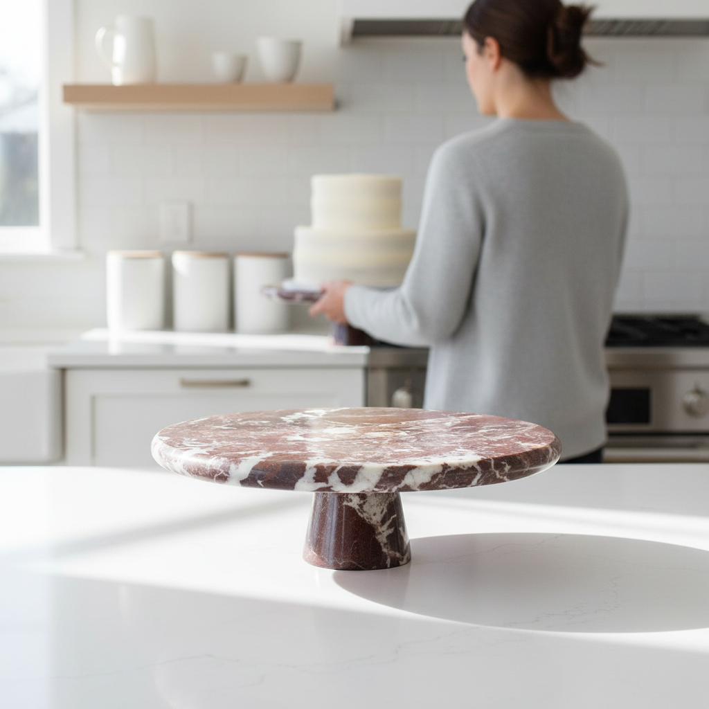Salmo Red Marble Cake Stand