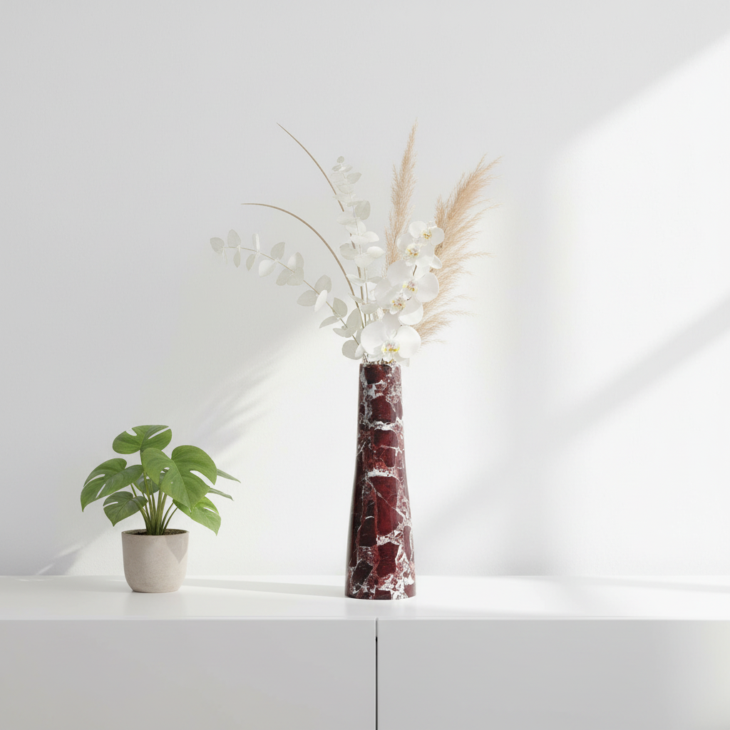 Salmo Red Marble Tapered Vase