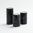 Salmo Set Of Three Black Marble Tealight Holders