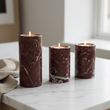 Salmo Set Of Three Red Marble Tealight Holders