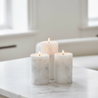 Salmo Set Of Three White Marble Tealight Holders