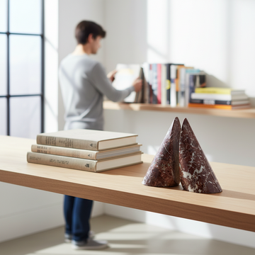 Salmo Set Of Two Red Marble Bookends