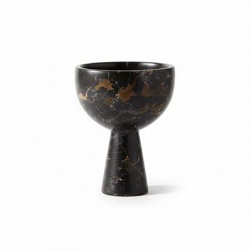 Salmo Small Black Marble Pedestal Bowl