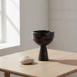 Salmo Small Black Marble Pedestal Bowl