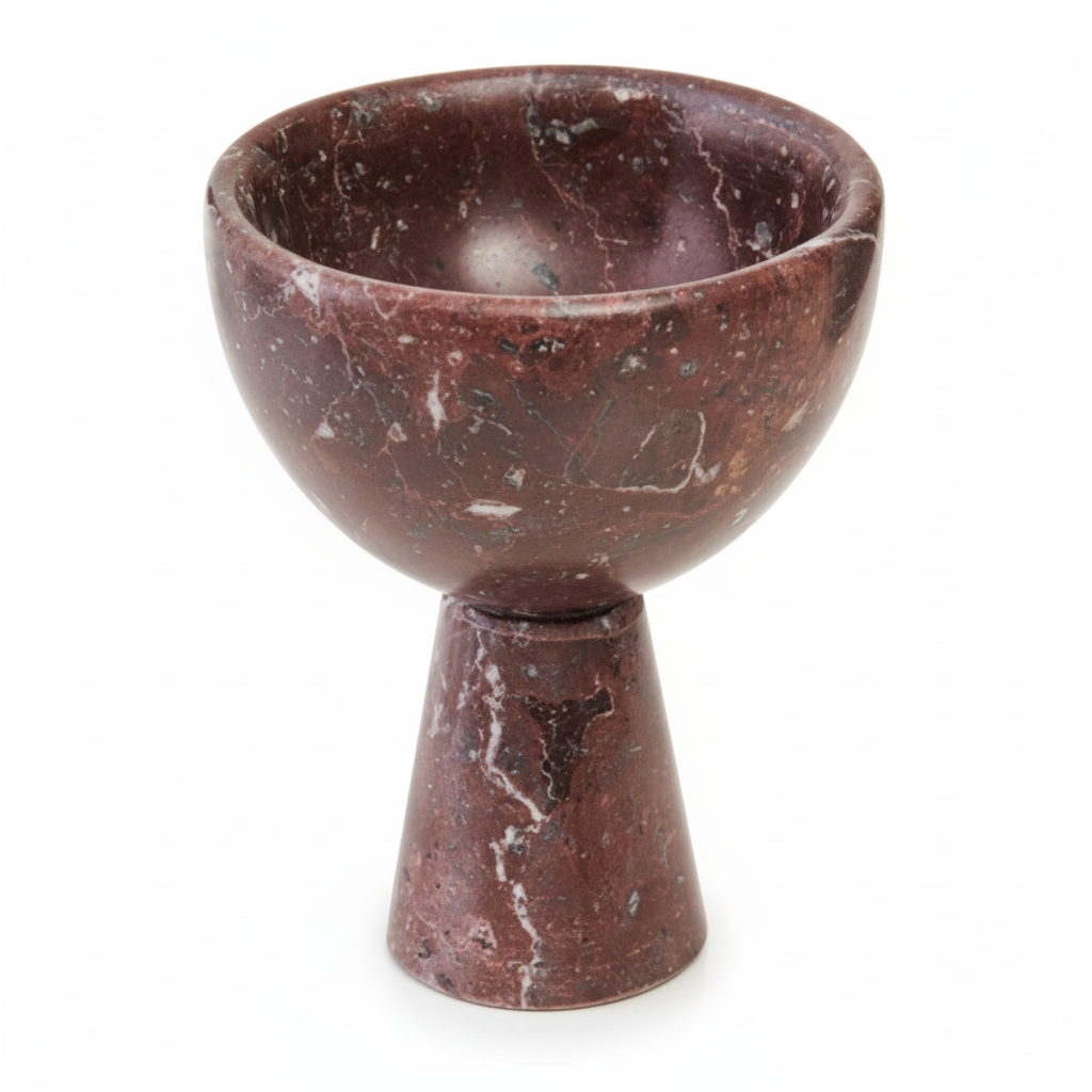 Salmo Small Red Marble Pedestal Bowl