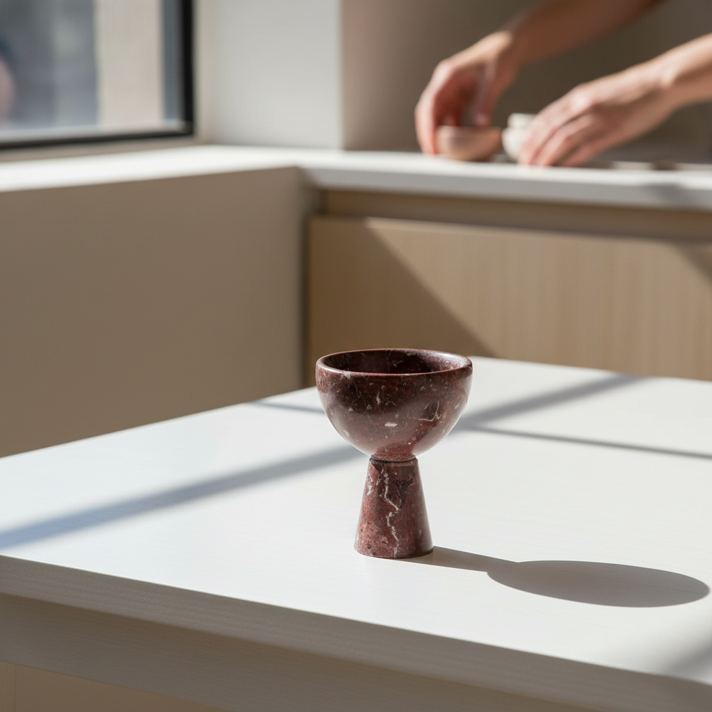 Salmo Small Red Marble Pedestal Bowl