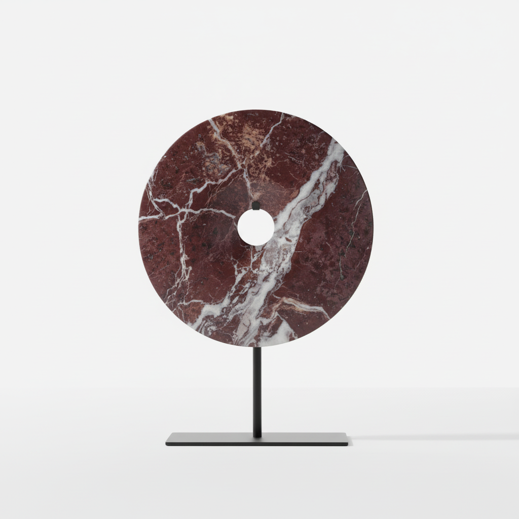 Salmo Small Round Red Marble Disc Sculpture