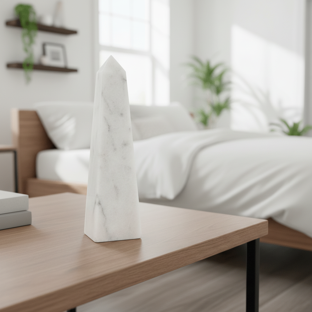 Salmo Small White Marble Obelisk