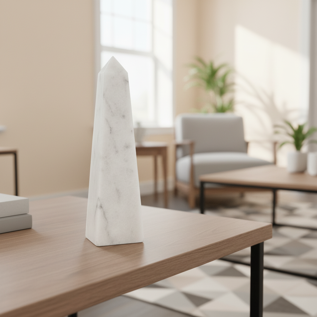 Salmo Small White Marble Obelisk