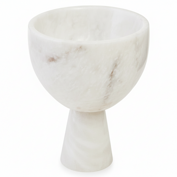 Salmo Small White Marble Pedestal Bowl