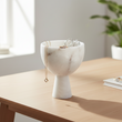 Salmo Small White Marble Pedestal Bowl