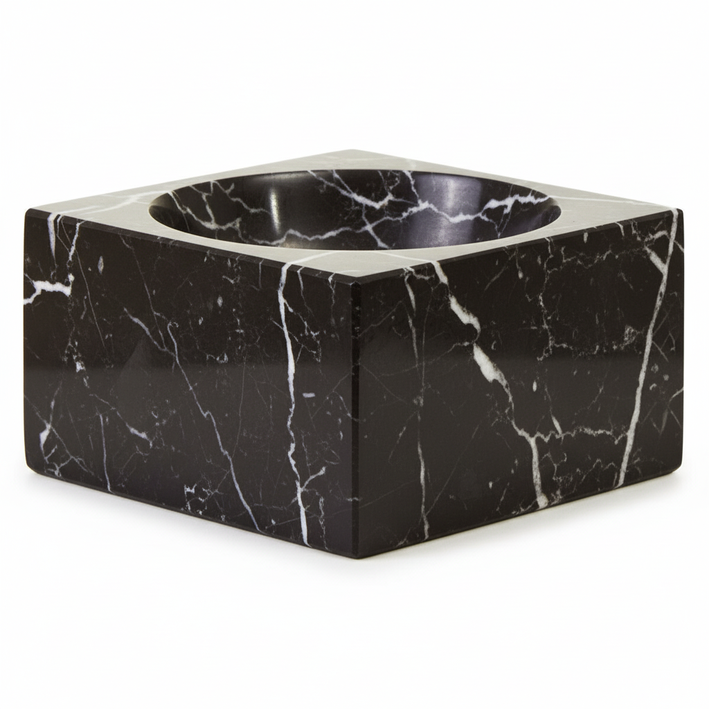 Salmo Square Black Marble Bowl