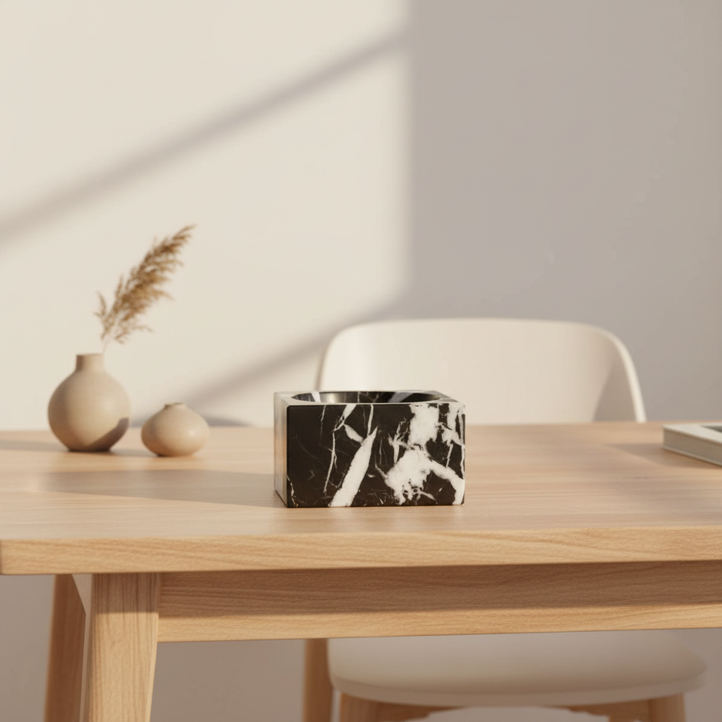 Salmo Square Black Marble Bowl