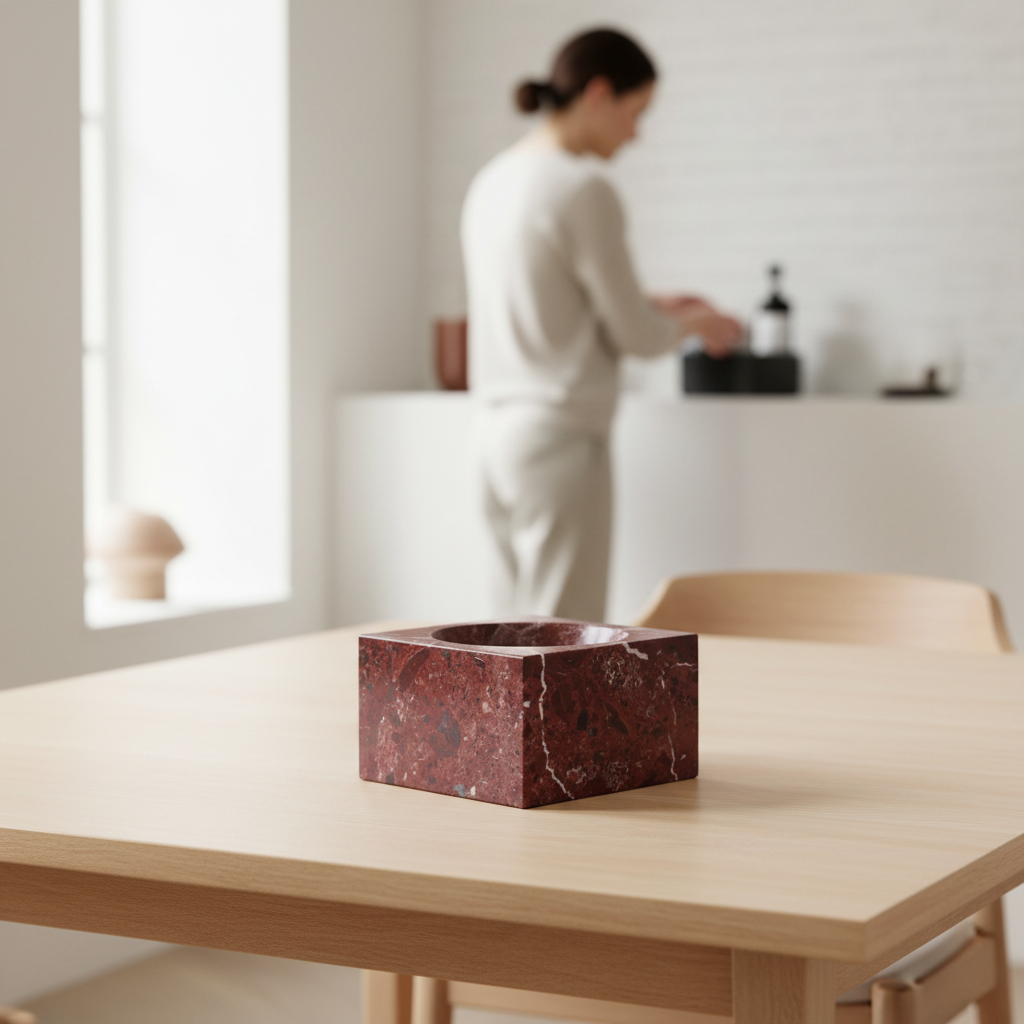 Salmo Square Red Marble Bowl