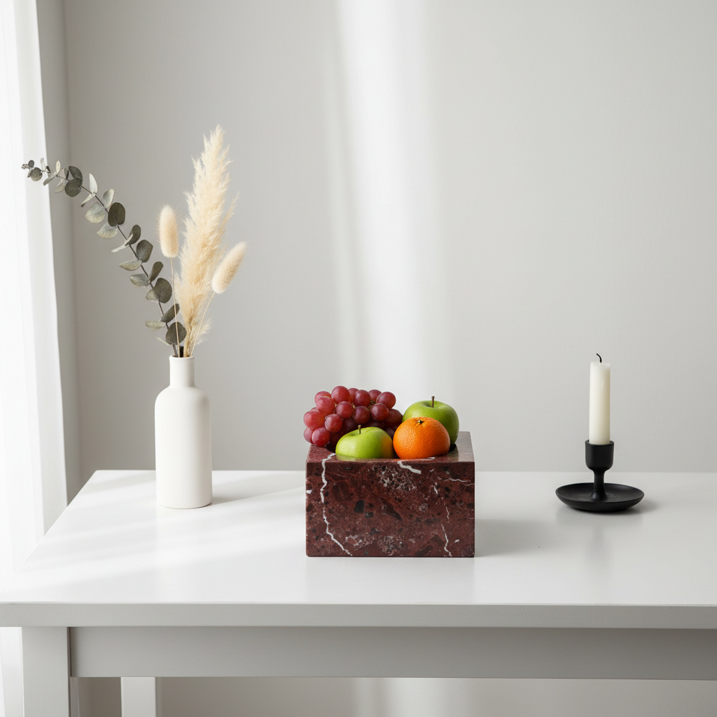 Salmo Square Red Marble Bowl