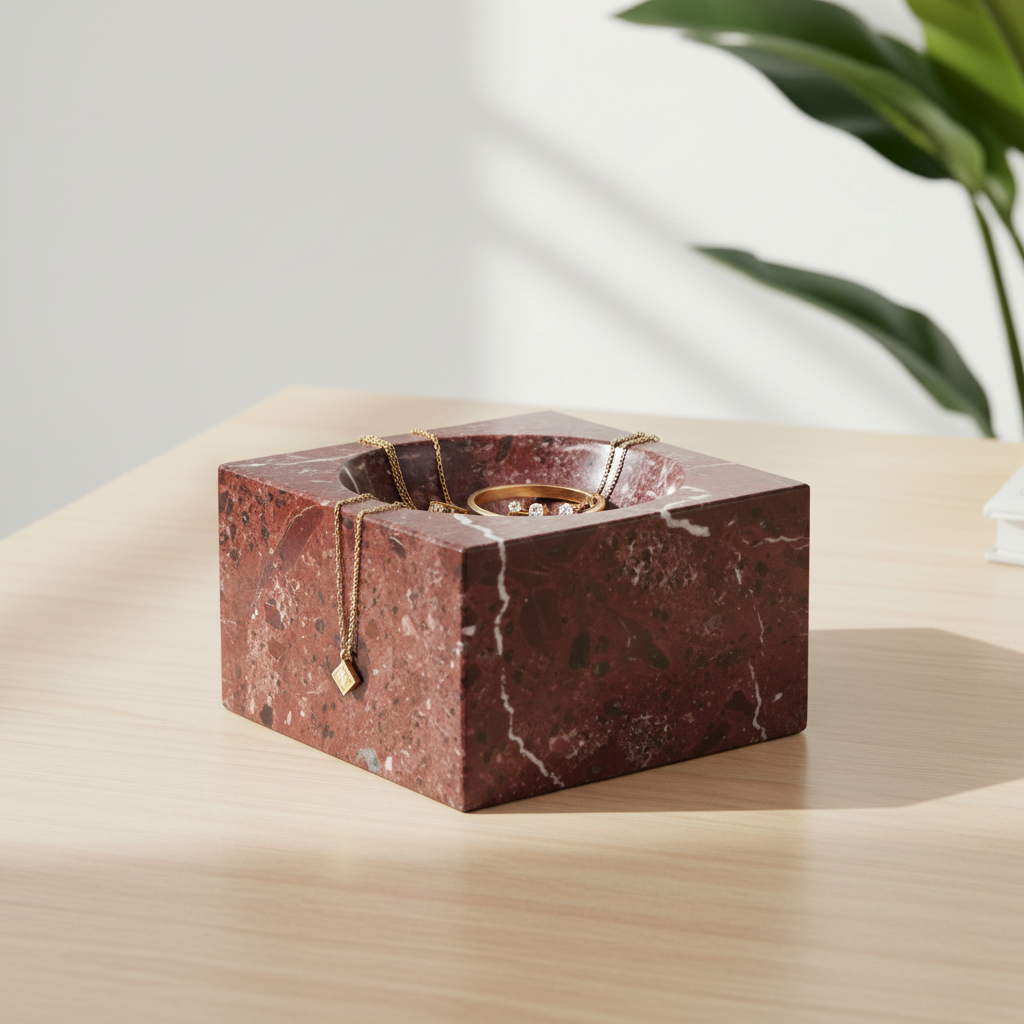 Salmo Square Red Marble Bowl