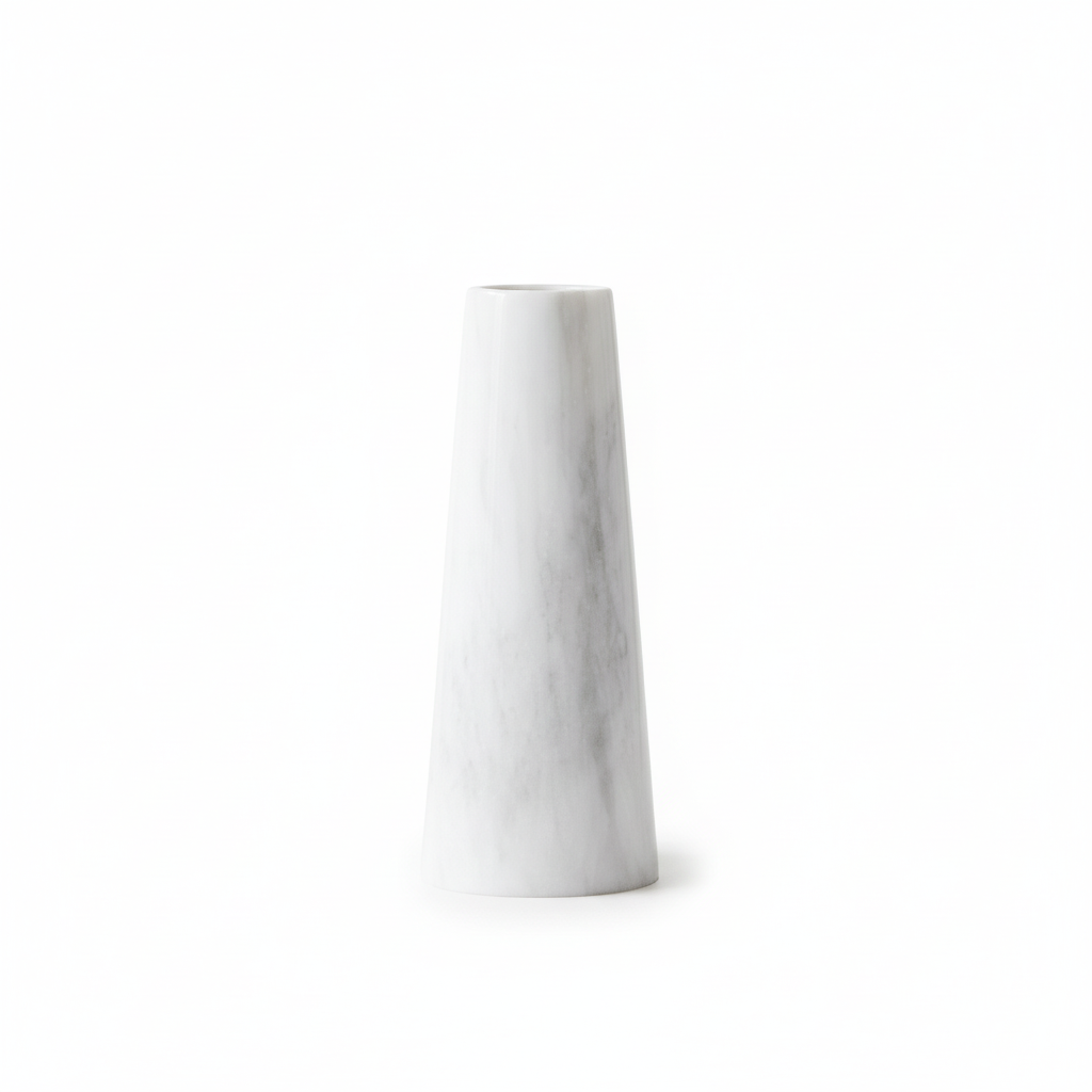 Salmo White Marble Tapered Vase