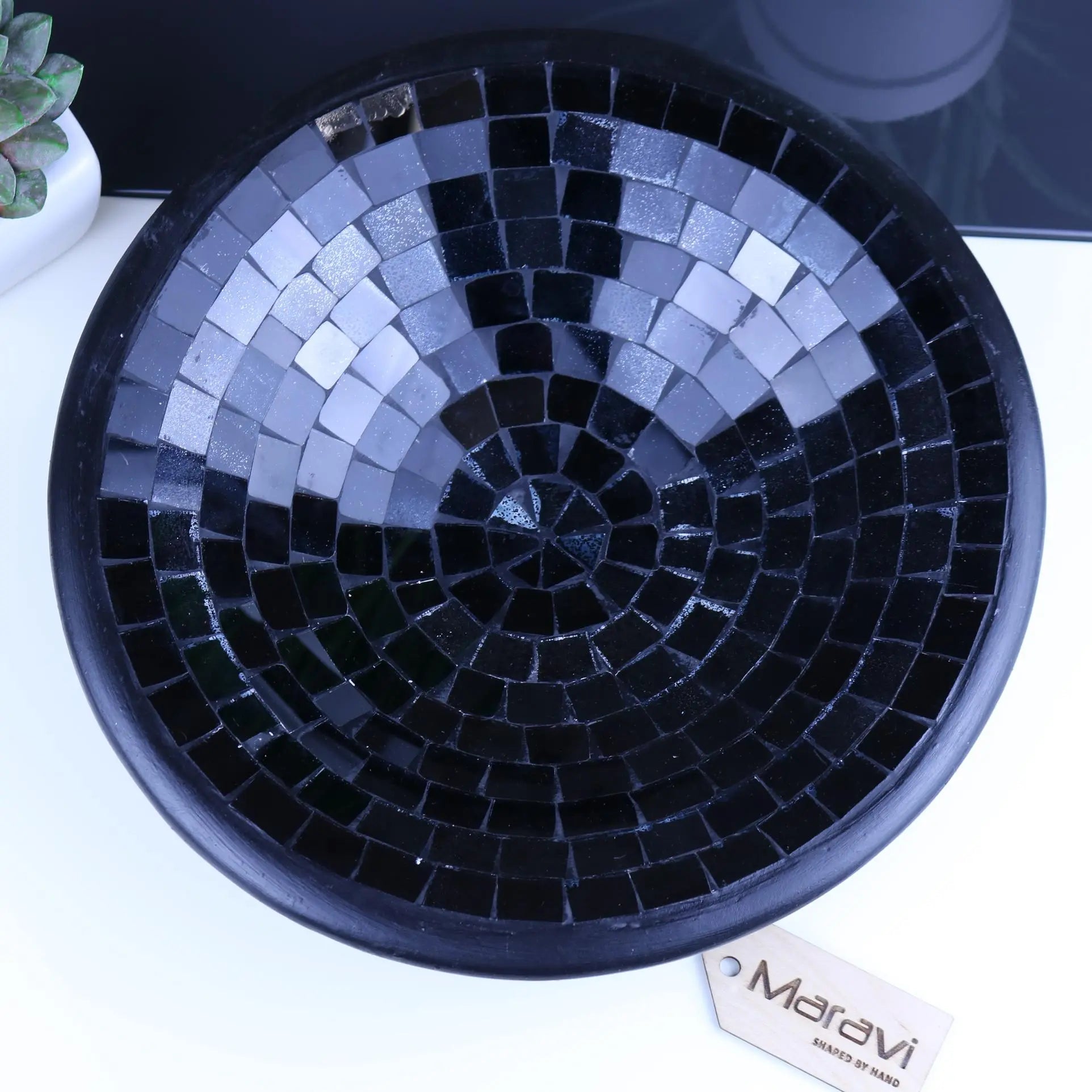 Salola Mosaic Bowl 28cm Black