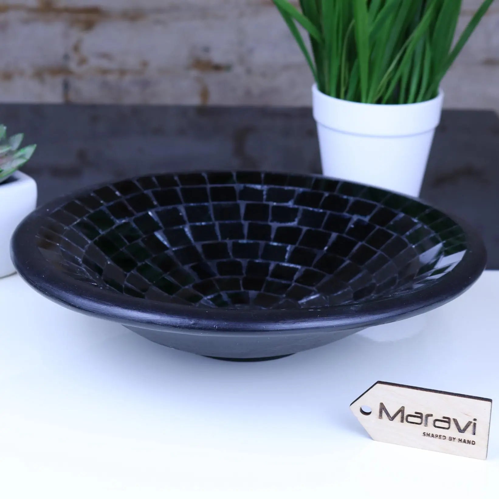 Salola Mosaic Bowl 28cm Black