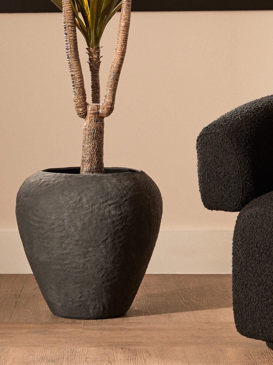Sanai Cotton Mache Large Black Planter