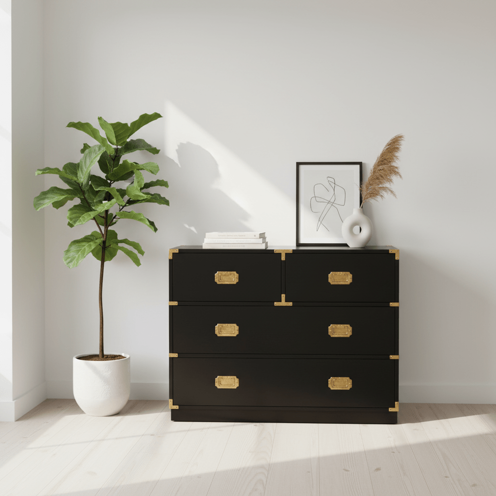 Sarter Four Drawer Black Mango Wood Chest