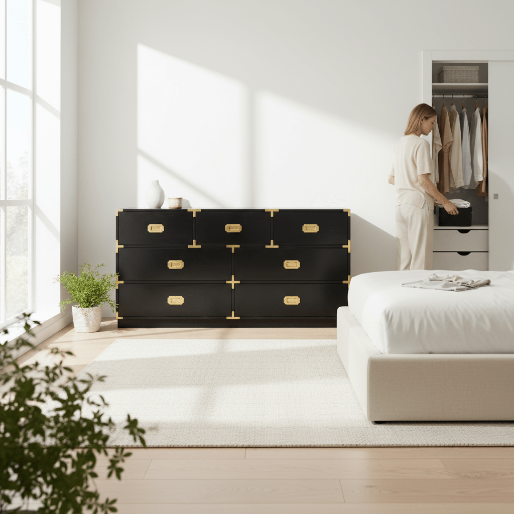 Sarter Seven Drawer Black Mango Wood Chest