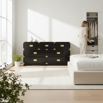Sarter Seven Drawer Black Mango Wood Chest