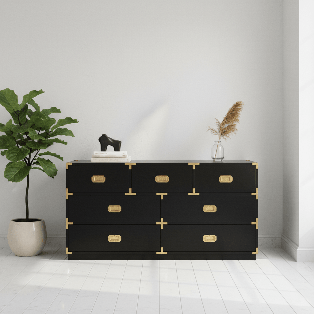 Sarter Seven Drawer Black Mango Wood Chest