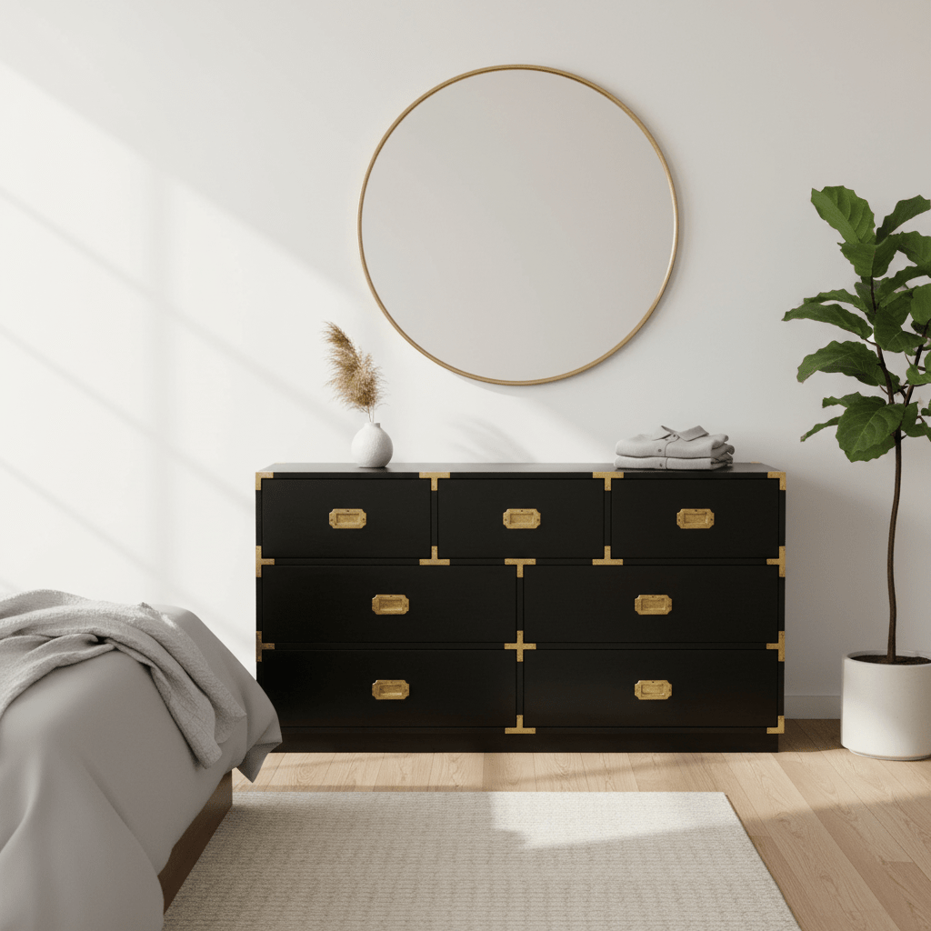 Sarter Seven Drawer Black Mango Wood Chest