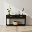 Sarter Two Drawer Black Mango Wood Console Table
