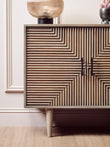 Satna Jute Black and White Design Mango Wood Sideboard