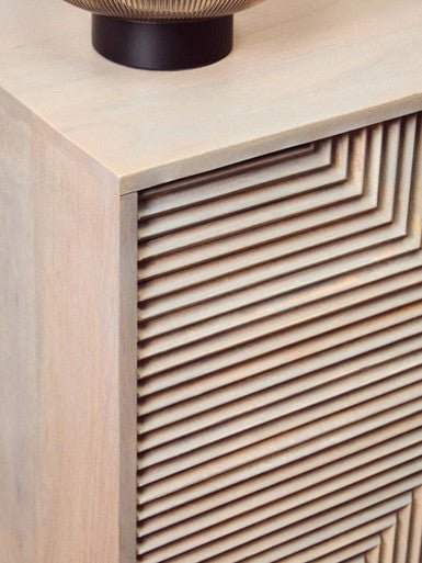 Satna Jute Black and White Design Mango Wood Sideboard