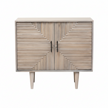 Satna Jute Black and White Design Mango Wood Sideboard